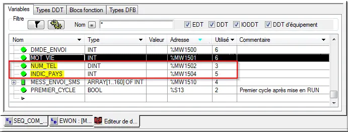 DFB d’échange eWON / PLC